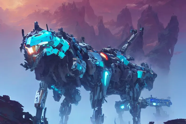 Image similar to sawtooth machine mecha animal beast robot of horizon forbidden west horizon zero dawn bioluminiscence, behance hd by jesper ejsing, by rhads, makoto shinkai and lois van baarle, ilya kuvshinov, rossdraws global illumination