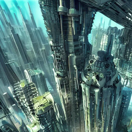 Image similar to highly detailed arcology city in a utopian future, digital art, cinematic shot