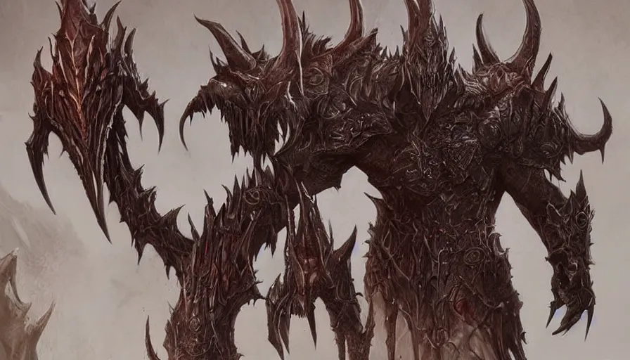 Image similar to concept art of a new diablo 4 creature , scary , detailed