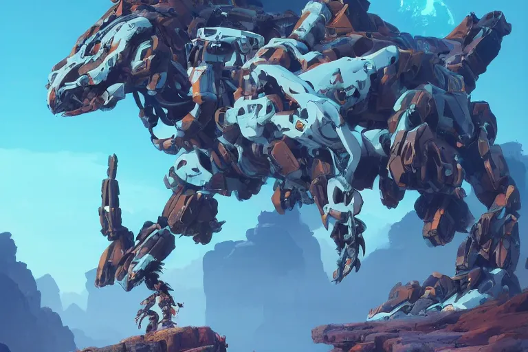 Image similar to rockbreaker machine mecha animal beast robot of horizon forbidden west horizon zero dawn bioluminiscence, behance hd by jesper ejsing, by rhads, makoto shinkai and lois van baarle, ilya kuvshinov, rossdraws global illumination