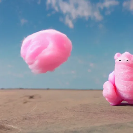 Prompt: tardigrade made of cotton candy in a dream world