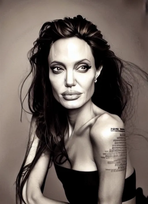 Image similar to close - up portrait of angelina jolie, fine art photo portrait by paolo roversi,