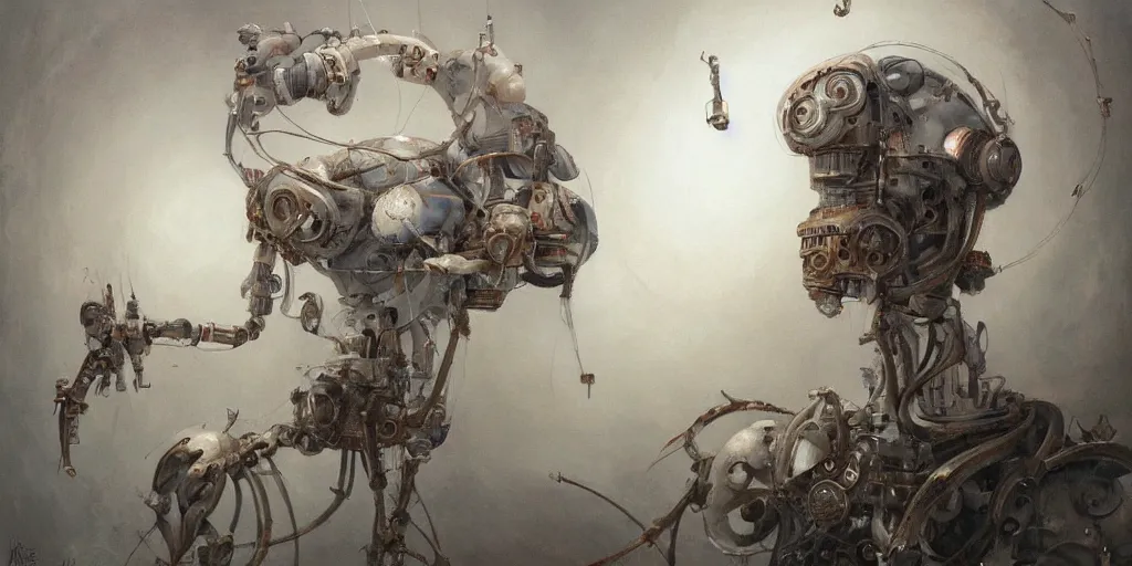 Image similar to a beautiful painting of a robot by adonna khare, trending on artstation