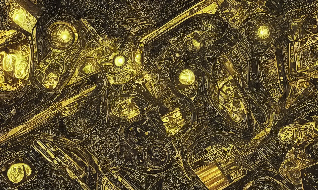 Image similar to diodes and transistors, art nouveau style year 2251, digital art, perfect lighting