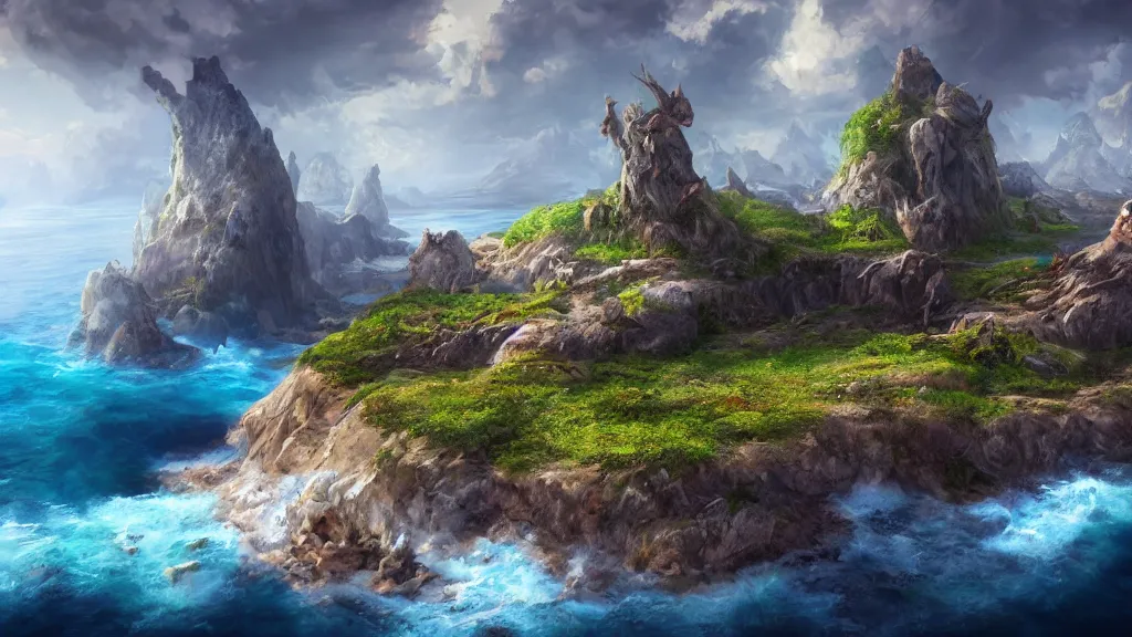 Image similar to the last island on earth, fantasy artwork, very very very beautiful scenery, hd, hdr, ue5, ue6, unreal engine 5, cinematic 4k wallpaper, 8k, ultra detailed, high resolution, artstation, award winning