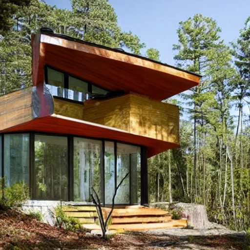 Image similar to a modern ecofriendly house in the woods