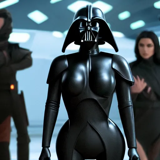 Image similar to kim kardashian in star wars as an evil sith, 8k resolution, full HD, cinematic lighting, award winning, anatomically correct