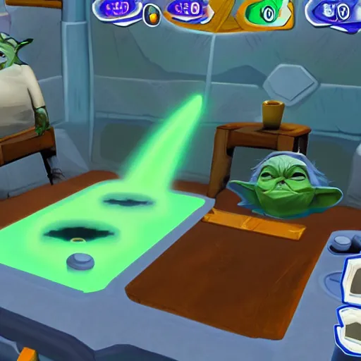 Prompt: Yoda Playing Club Penguin