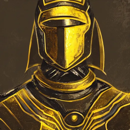 Prompt: portrait of black and gold knight