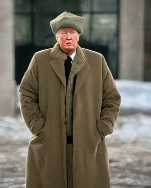 Image similar to donald trump dressed as chauncey gardiner in the movie being there, photorealistic, shot in the style of hal ashby