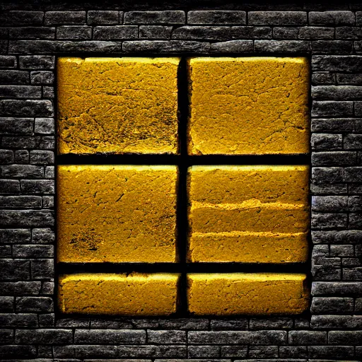 Prompt: a lonely yellow brick surrounded by black bricks, photorealistic, photography, vignette, very detailed, 4 k