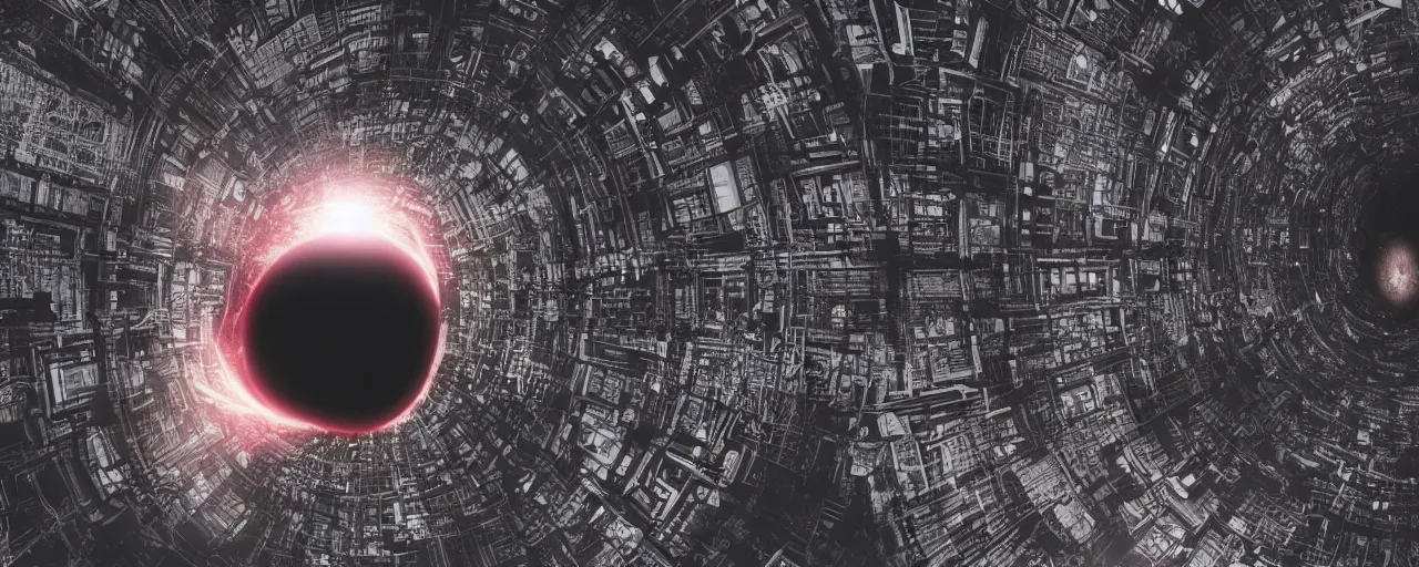 Image similar to photo of a black hole is destroying a gothic cyberpunk City