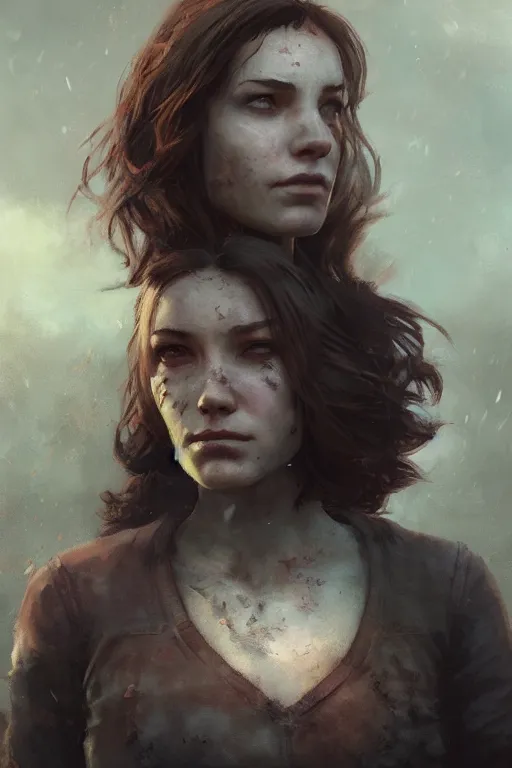 Image similar to fallout 5, charismatic brunette female protagonist, portrait, atmospheric lighting, painted, intricate, volumetric lighting, beautiful, daytime, sunny weather, slight overcast, sharp focus, deep colours, ultra detailed, by leesha hannigan, ross tran, thierry doizon, kai carpenter, ignacio fernandez rios