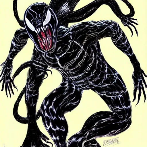 Prompt: venom symbiote drawn by junji ito