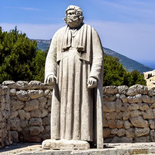 Prompt: statue of sanders in greece ancient style
