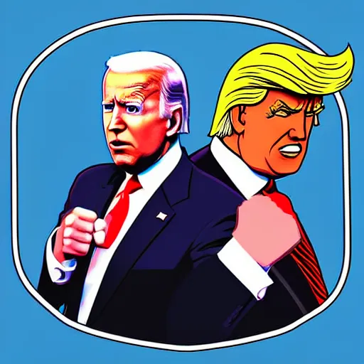 Image similar to joe biden vs donald trump, street fighter, fight, fistfight, digital art