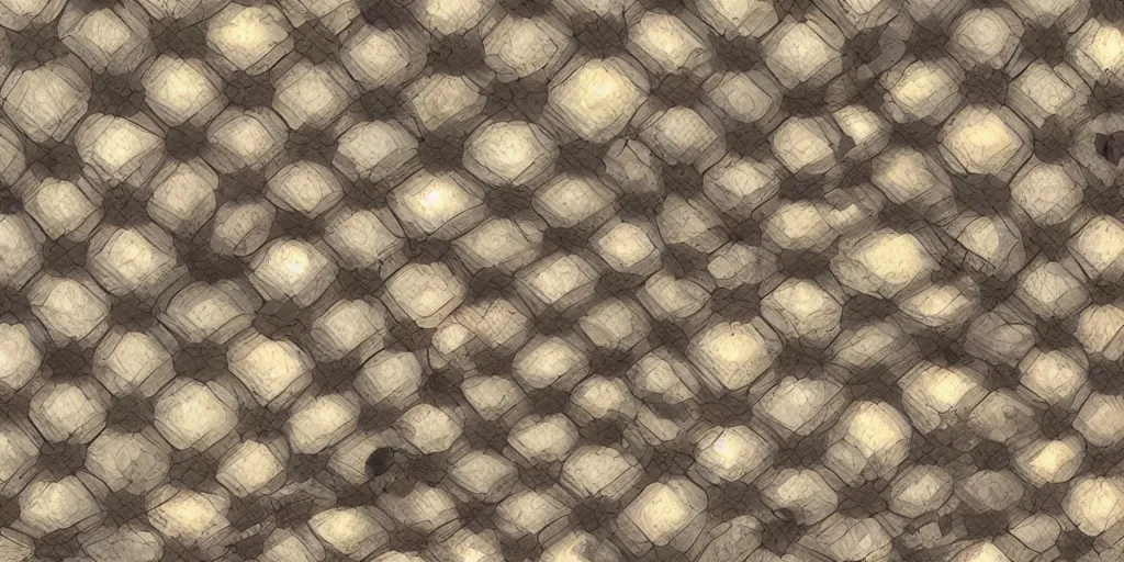 Image similar to irregular fractals of chameleons, warped hexagons, motion blur, distortion