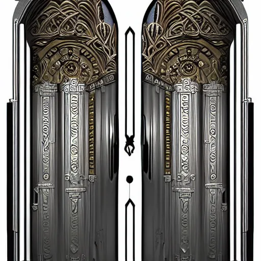 Image similar to hyper realistic ornate sci - fi double door by shinkai