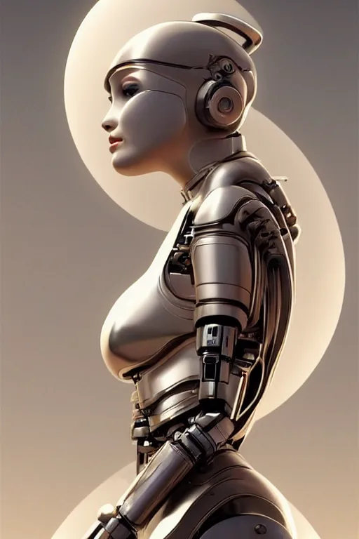 Image similar to Mechanical female android looking, cinematic lighting, intricate, elegant, super highly detailed, art station, concept art, smooth, sharp focus, no blur, no dof, extreme illustration, Unreal Engine 5, Photorealism, HD quality, 8k resolution, cinema 4d, 3D, beautiful, delicate, art by artgerm and greg rutkowski and alphonse mucha and loish and WLOP