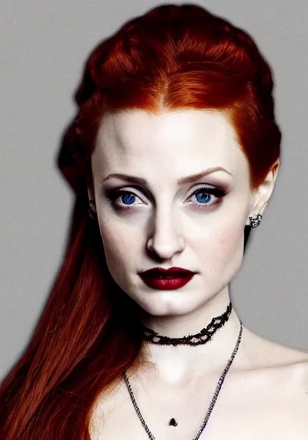 Image similar to sansa angeline jolie gessica chastain victorian vampire