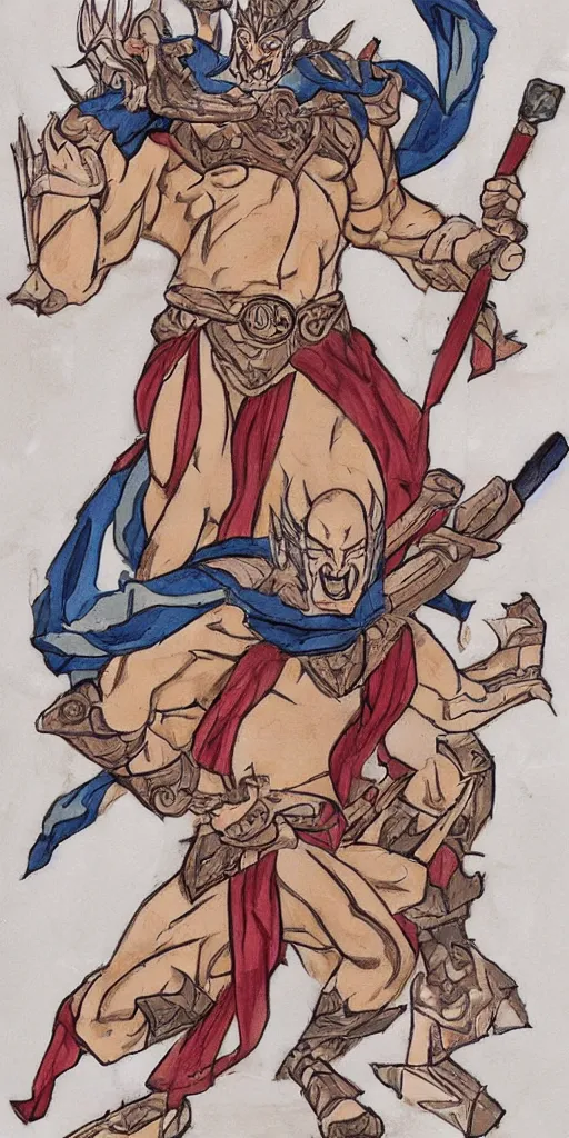 Image similar to an original greek god of destruction in the style of yangtian li