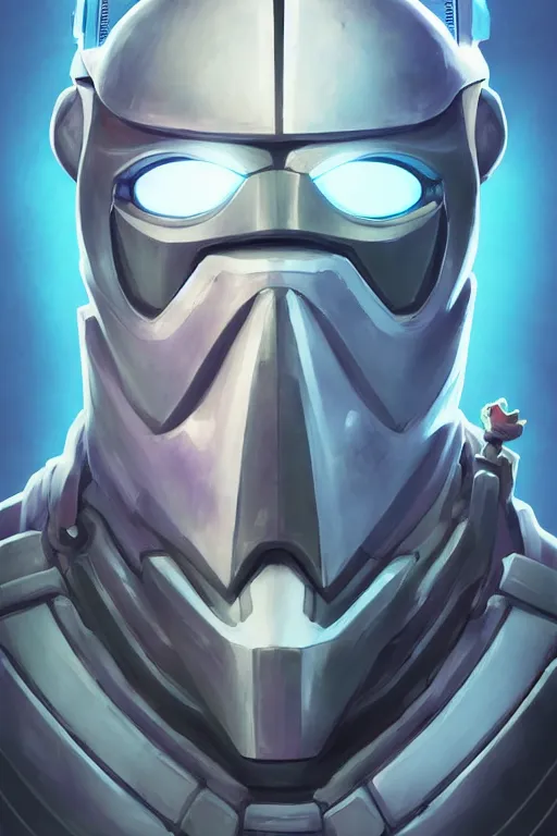 Image similar to epic mask helmet robot ninja portrait stylized as fornite style game design fanart by concept artist gervasio canda, behance hd by jesper ejsing, by rhads, makoto shinkai and lois van baarle, ilya kuvshinov, rossdraws global illumination radiating a glowing aura global illumination ray tracing hdr render in unreal engine 5