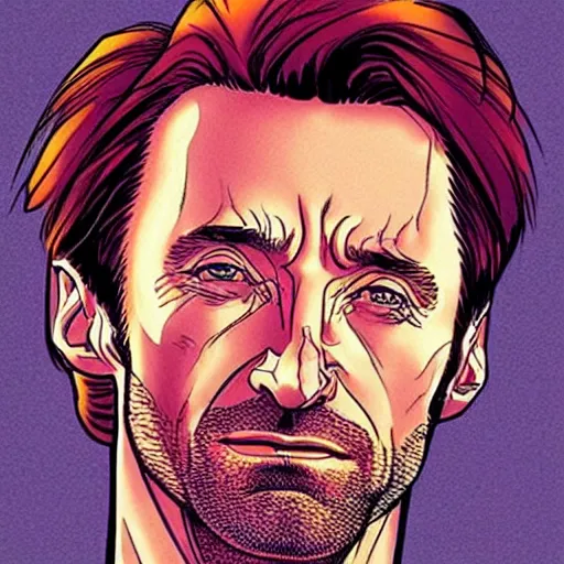 Image similar to “ hugh jackman retro minimalist portrait by jean giraud, moebius starwatcher, color comic, 8 k ”