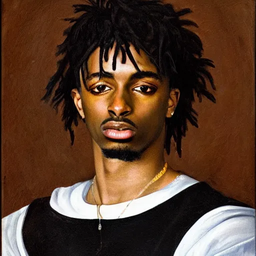 Prompt: A Renaissance portrait painting of Playboi Carti, oil on canvas