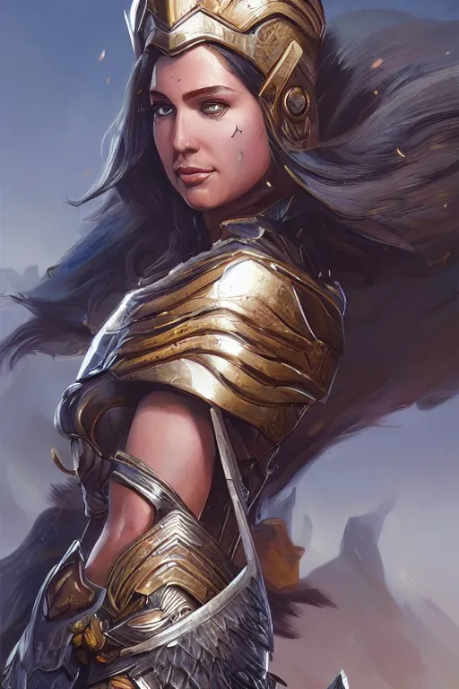 Image similar to amazon valkyrie athena, d & d, fantasy, portrait, highly detailed, headshot, digital painting, trending on artstation, concept art, sharp focus, illustration, art by artgerm and greg rutkowski and magali villeneuve