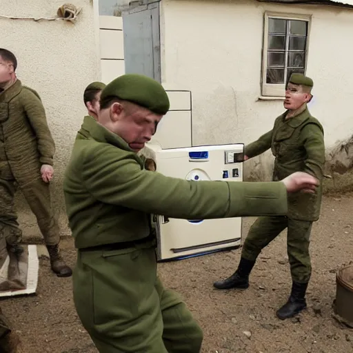 Image similar to russians soldiers stealing washing machines