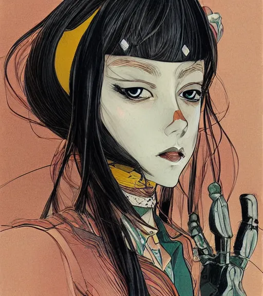 Prompt: jakub rebelka painting of an anime woman