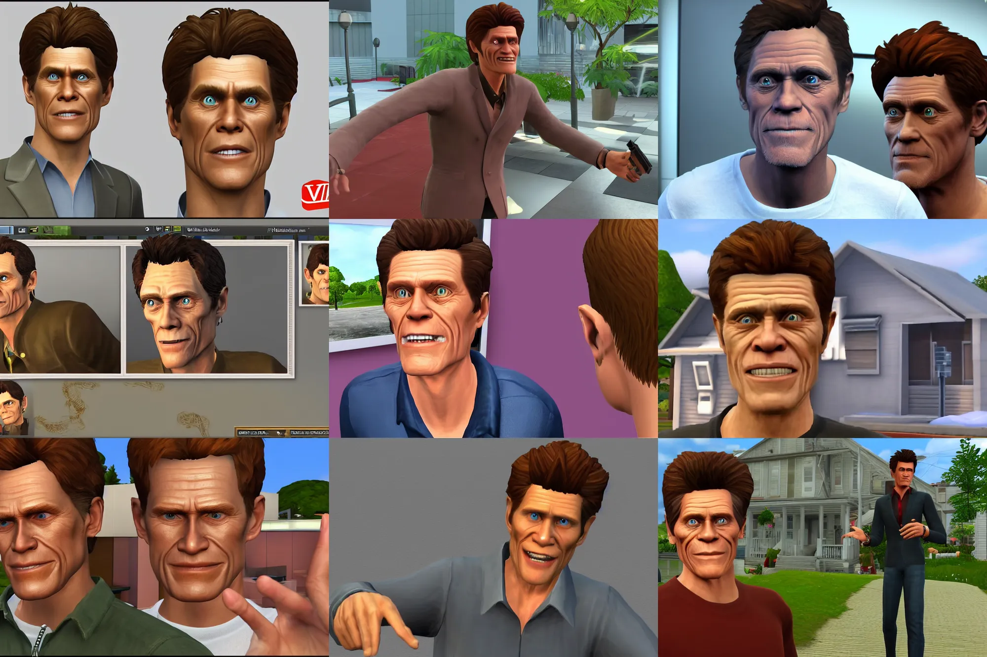 Prompt: a screenshot of willem dafoe the video game the sims. 3 d rendering. unreal engine. amazing likeness. very detailed