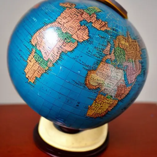 Prompt: a vintage globe of the world from 1297