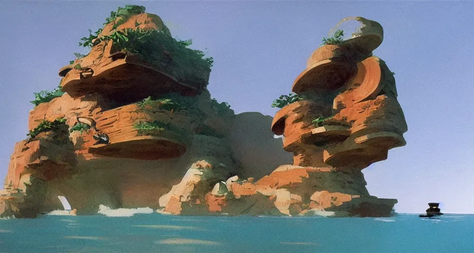 Prompt: concept art, tiny seashell house where a hermit girl lives, atmospheric cinematography by syd mead