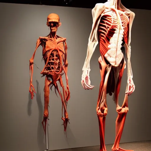 Prompt: human exhibit, Gunther Von Hagens, Body Worlds