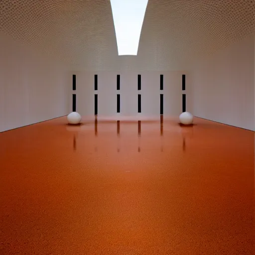 Image similar to Mercury droplets floating in free space, geometric, James Turrell, lighting, highly detailed, cinematic