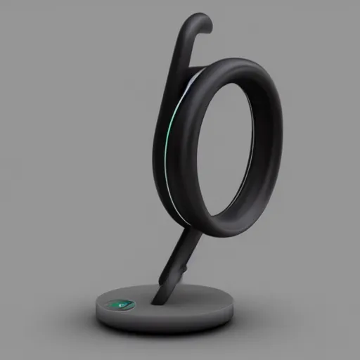 Image similar to headphone stand!!!, futuristic, techno, cyberpunk, product design, 3 d render, concept, fun, swag, iconic