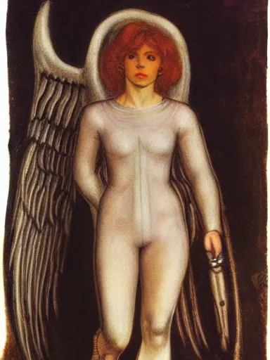 Prompt: a full body cyborg angel by dante gabriel rossetti - h 8 0 0