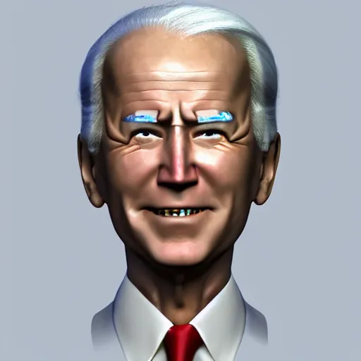 Image similar to anime Joe Biden with glowing eyes as a 3D render