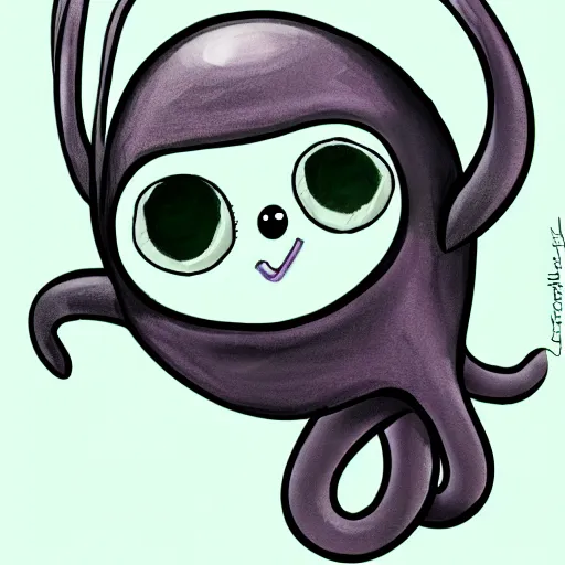 Image similar to funny little cute drawing of a stylized squid, digital art