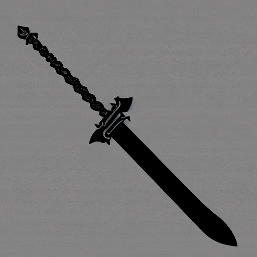 Image similar to an evil black sword on a blank background. ( rpg illustration )