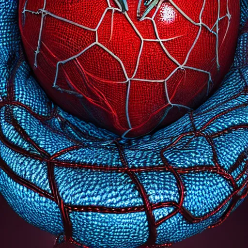 Image similar to human heart with basketball texture with net tied around it, thorns, emanating color, solemn, sacred, faith, ornate, piety, hyper-detailed intricate 3D sculpture, bernini, michelangelo, blender, hyperrealistic octane render, hyper-detailed, 8k, cinematic lighting, gothic 8k