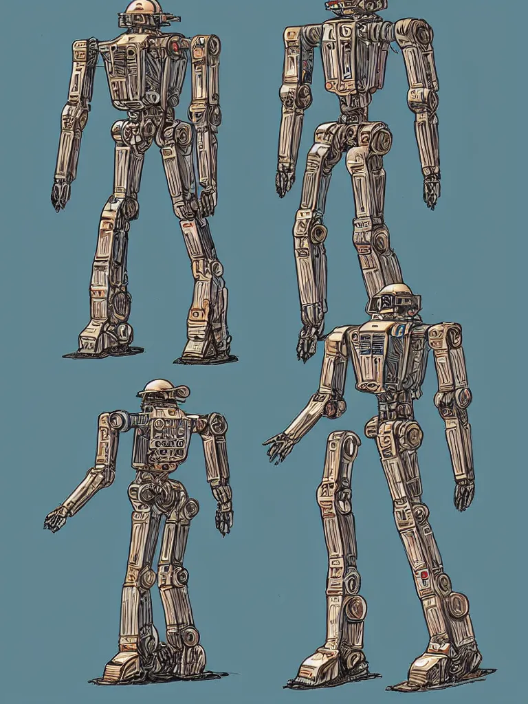 Image similar to bipedal mech inspired by a coffee maker, by jean giraud