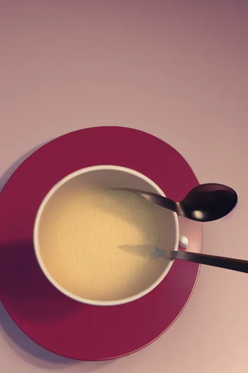 Prompt: spoon inside a cup of tea non realistic render blender 3 d