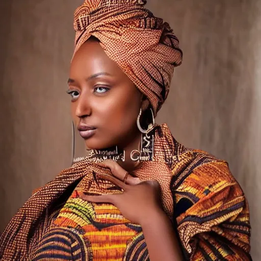 Image similar to brown skinned east african woman, somali attire, impressionist, figurative, intricate details, beautiful woman, dreamy, fashionable, somali fashion