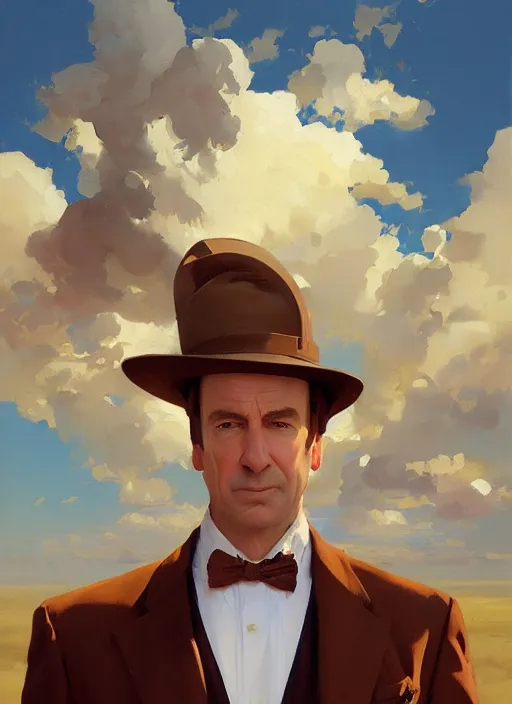 Image similar to portrait of saul goodman, painting by sargent and leyendecker, asymmetrical, intricate, elegant, matte painting, illustration,, by rhads, by greg rutkowski, by greg tocchini, by james gilleard, by joe fenton