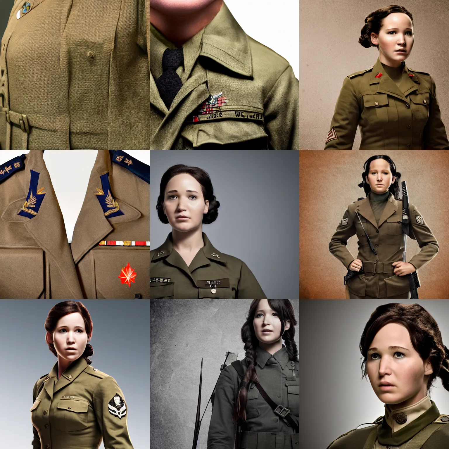 Prompt: ( ( ( ( ( katniss everdeen ) ) ) ) ) wearing ww 2 general's uniform, photo of head and upper body isolated on white background, 4 k / 8 k