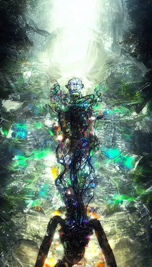 Prompt: psytrance artwork, with cryengine
