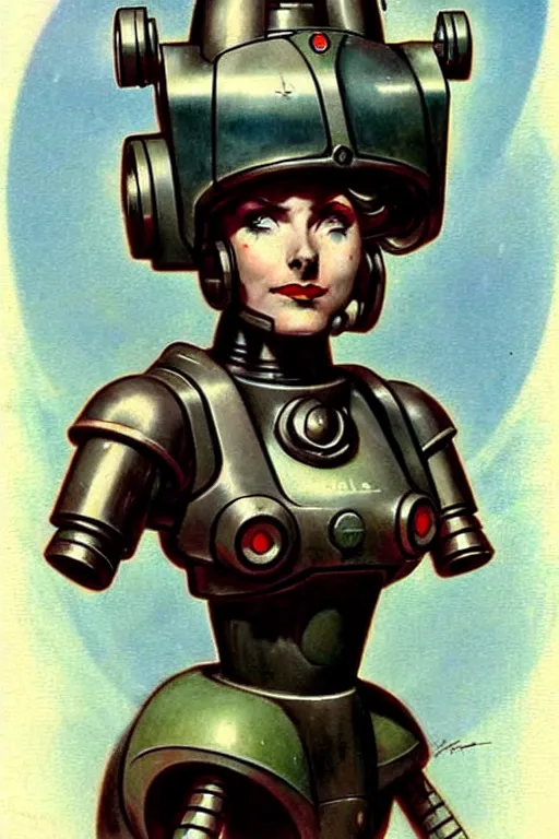 Prompt: ( ( ( ( ( warhammer 4 0 k, 1 9 5 0 s retro future robot android maid. muted colors. ) ) ) ) ) by jean - baptiste monge!!!!!!!!!!!!!!!!!!!!!!!!!!!!!!