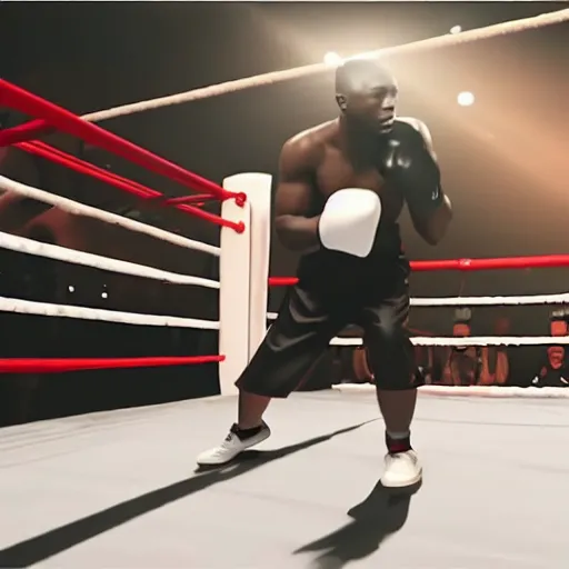 Prompt: dababy in a boxing ring 4 k quality super realistic